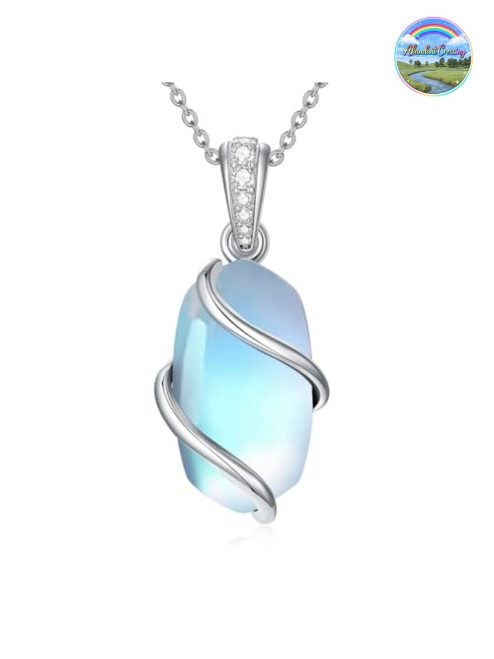 Sterling Silver Moonstone Pendant Necklace Dainty Gemstone Jewelry